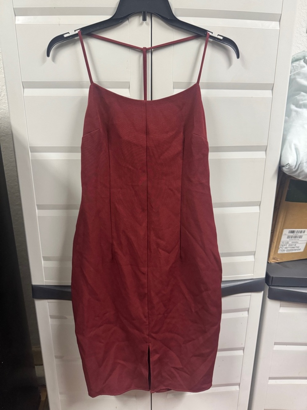 Express Burgundy Slip-Back Midi Sheath Dress